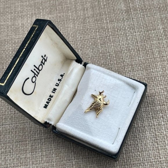 Vintage Colibri Pin Shirt or Jacket Pin Gold Tone Pin Made in USA come in a box - Picture 5 of 8